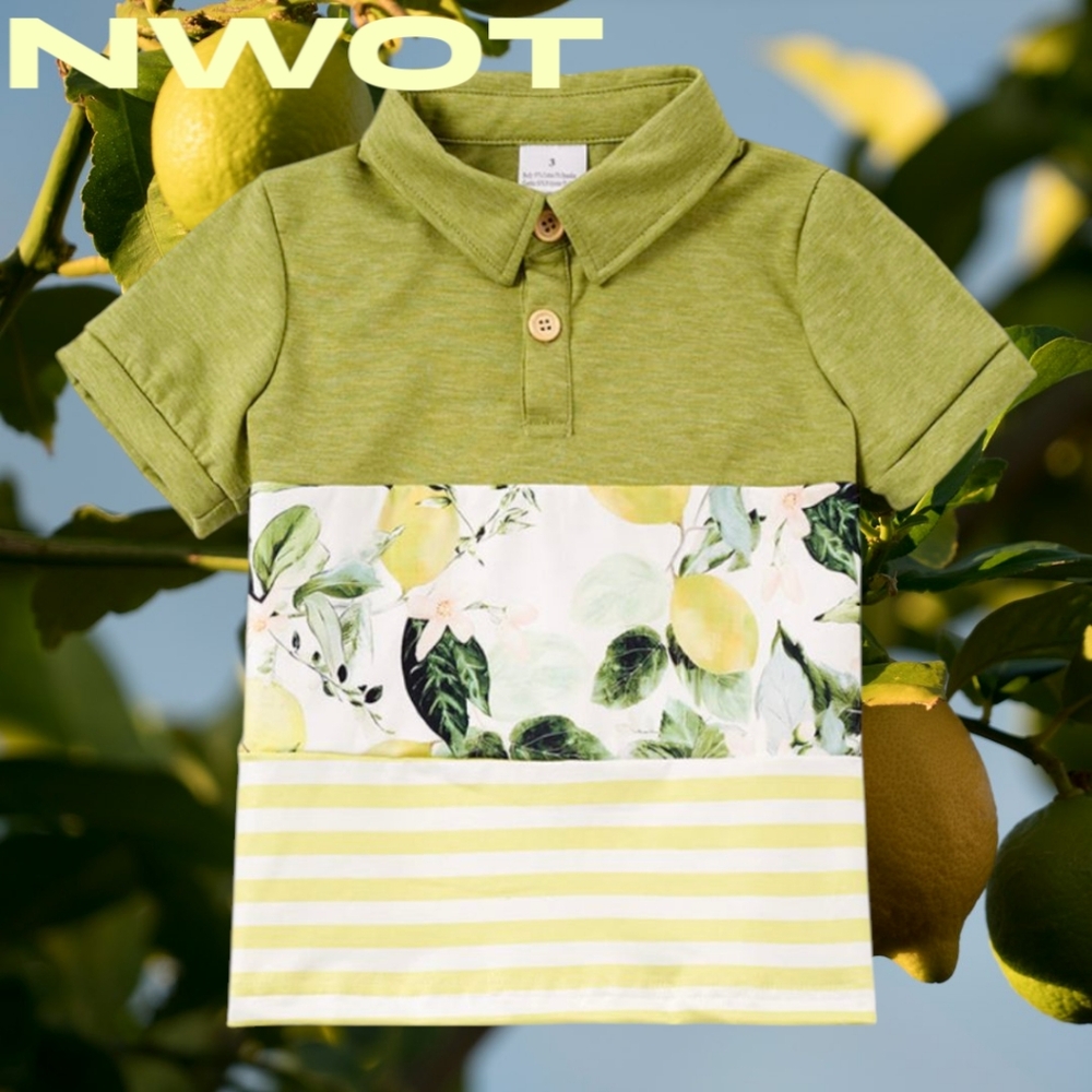 NWOT Size 4T Boys lemon collared shirt- Adorable! 🥰 Great 4 Church